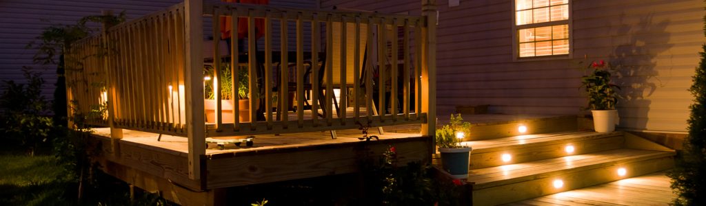 Wooden deck and patio with outdoor lighting - Full Circuit Electrical
