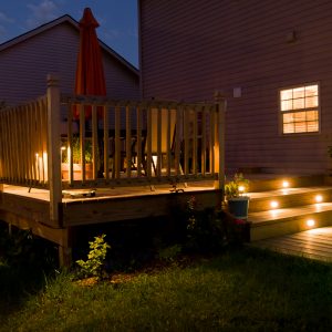 Wooden deck and patio with outdoor lighting - Full Circuit Electrical